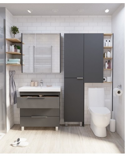 Шкаф пенал 1MarKa Gaula 60Н У92548 над унитазом Графит матовый