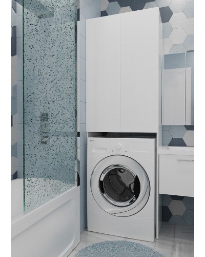 Шкаф пенал 1MarKa Wall 67 У79528 над стиральной машиной Белый глянцевый