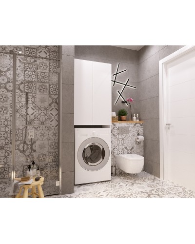 Шкаф пенал 1MarKa Wall 67 У79528 над стиральной машиной Белый глянцевый