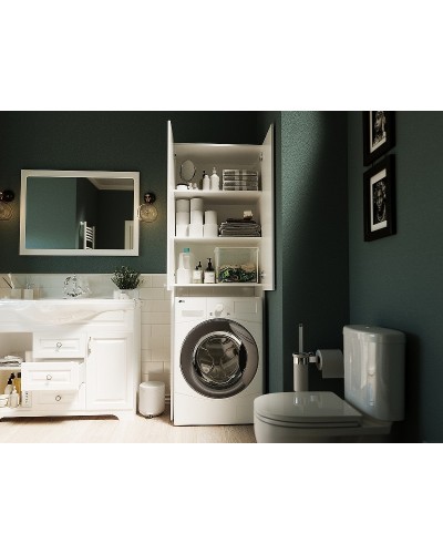 Шкаф пенал 1MarKa Wall Classic 67 У79534 над стиральной машиной Белый глянцевый