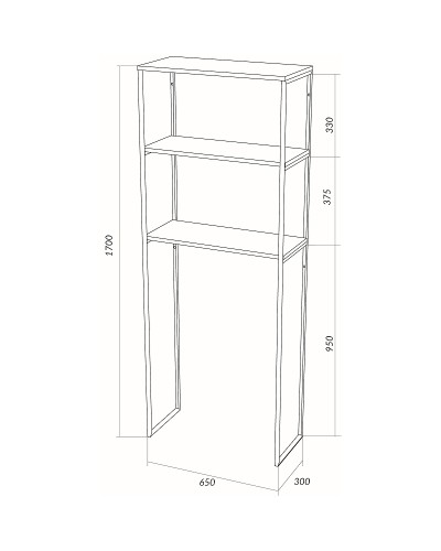 Стеллаж 1MarKa Grunge Loft 65 Ц0000005440 над стиральной машиной Дуб вотан