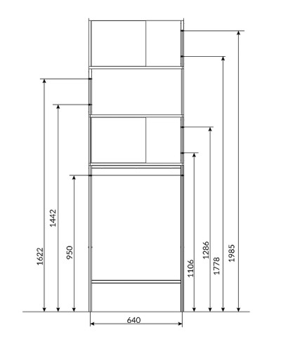 Стеллаж 1MarKa Grunge Loft 66 Ц0000005249 над стиральной машиной Дуб вотан