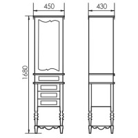 Пенал напольный слоновая кость состаренная синяя патина Atoll Флоренция