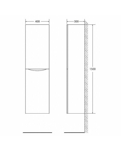 Шкаф пенал BelBagno Fly-Marino 40 L FLY-MARINO-1500-2A-SC-BL-P-L подвесной Bianco Lucido
