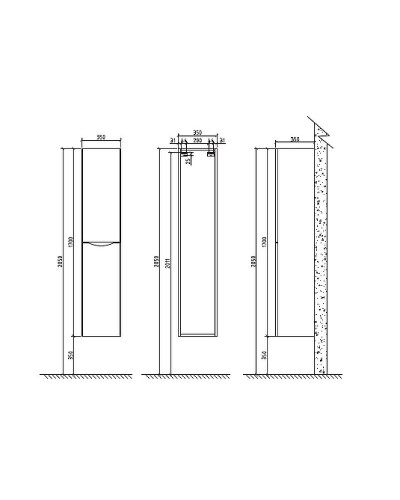 Шкаф пенал BelBagno Ancona-N 35 ANCONA-N-1700-2A-SC-WO-R подвесной Rovere Bianco