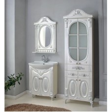 Пенал напольный белый жемчуг серебряная патина Atoll Наполеон