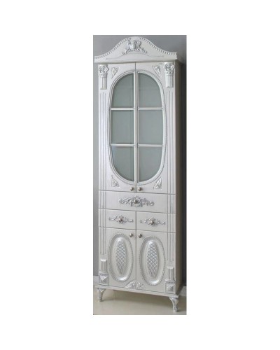 Пенал напольный белый жемчуг серебряная патина Atoll Наполеон