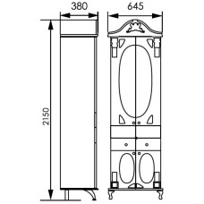 Пенал напольный белый жемчуг серебряная патина Atoll Наполеон