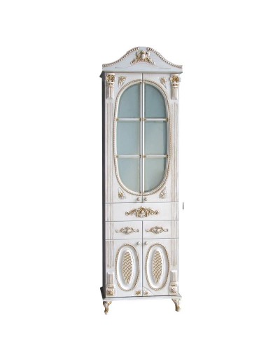 Пенал напольный белый жемчуг золотая патина Atoll Наполеон