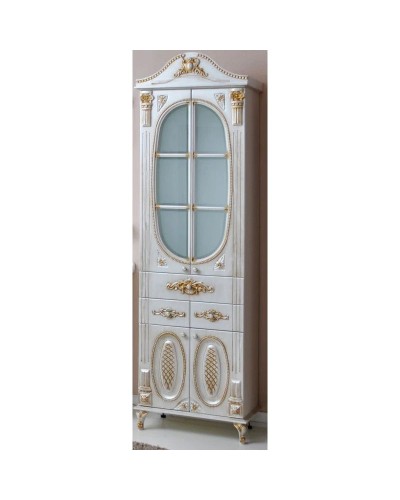 Пенал напольный белый жемчуг золотая патина Atoll Наполеон