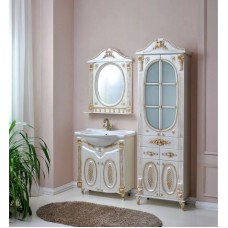 Пенал напольный белый жемчуг золотая патина Atoll Наполеон