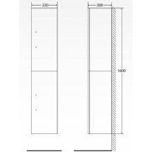 Шкаф пенал BelBagno Aurora 33 R AURORA-1600-2A-SC-PB-P-R подвесной Pietra Bianca без ручек