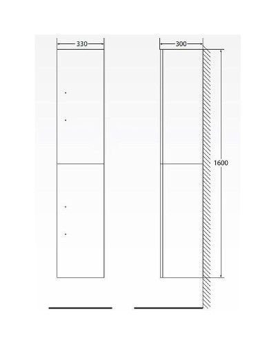 Шкаф пенал BelBagno Aurora 33 R AURORA-1600-2A-SC-PB-P-R подвесной Pietra Bianca без ручек