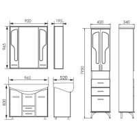 Пенал напольный белое дерево медная патина Atoll Барселона