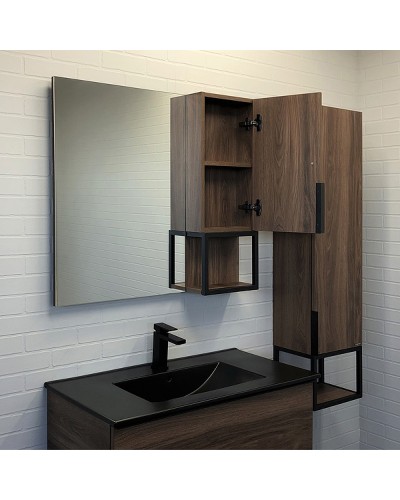 Шкаф пенал Comforty Равенна Лофт-35 00-00006913 подвесной Дуб темно-коричневый