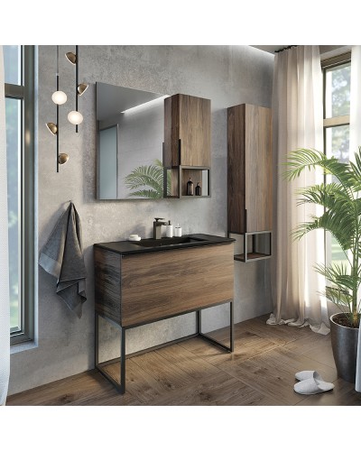 Шкаф пенал Comforty Равенна Лофт-35 00-00006913 подвесной Дуб темно-коричневый