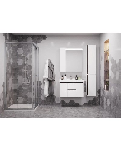 Пенал подвесной белый глянец/грецкий орех R Акватон Рене 1A222003NRC80