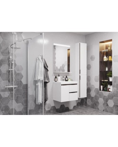 Пенал подвесной белый глянец/грецкий орех R Акватон Рене 1A222003NRC80