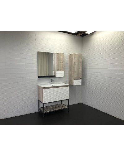 Шкаф пенал Comforty Страсбург 35 00-00006574 подвесной Дуб дымчатый Белый матовый