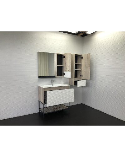 Шкаф пенал Comforty Страсбург 35 00-00006574 подвесной Дуб дымчатый Белый матовый