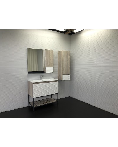 Шкаф пенал Comforty Страсбург 35 00-00006574 подвесной Дуб дымчатый Белый матовый