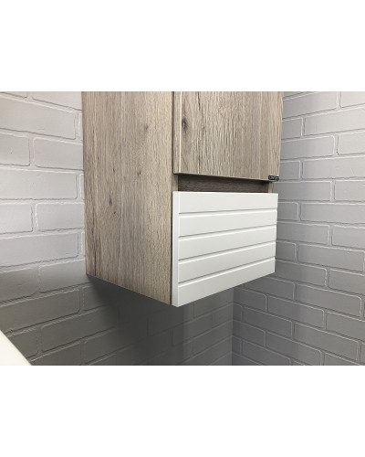 Шкаф пенал Comforty Страсбург 35 00-00006574 подвесной Дуб дымчатый Белый матовый