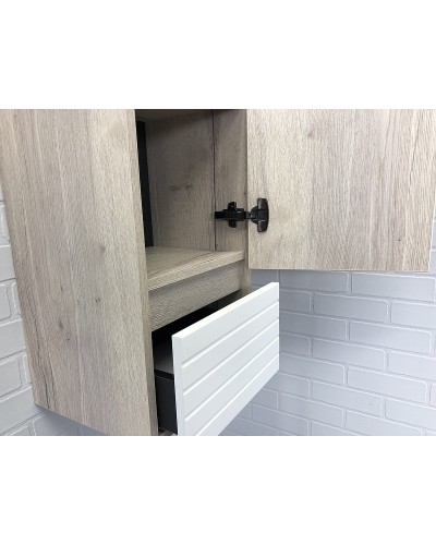 Шкаф пенал Comforty Страсбург 35 00-00006574 подвесной Дуб дымчатый Белый матовый