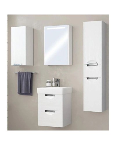 Пенал подвесной дуб полярный с бельевой корзиной R Акватон Сильва 1A215603SIW7R