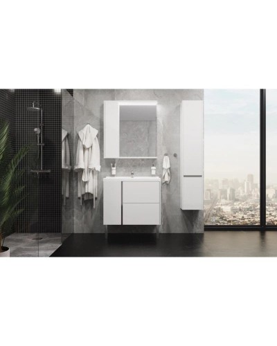 Пенал подвесной белый глянец L Акватон Стоун 1A228403SX01L