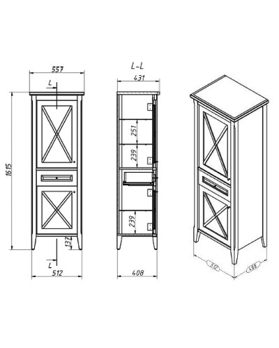 Шкаф пенал Creto Vetra 55 L 15-16056NL Орех
