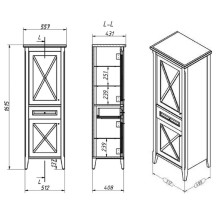Шкаф пенал Creto Vetra 55 R 15-16056NR Орех