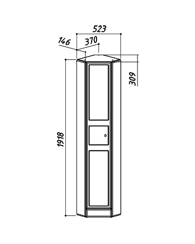 Пенал напольный угловой белый глянец L Belux Адажио ПУ 38