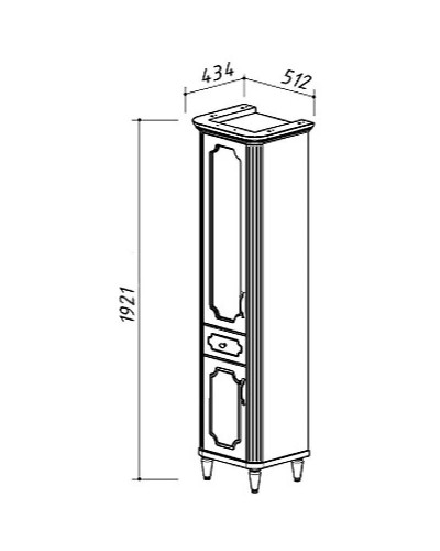 Пенал напольный слоновая кость золотая патина L Belux Каталония П 30-01