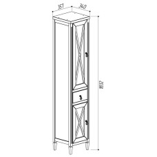 Пенал напольный белый глянец L Belux Рояль П 30-01