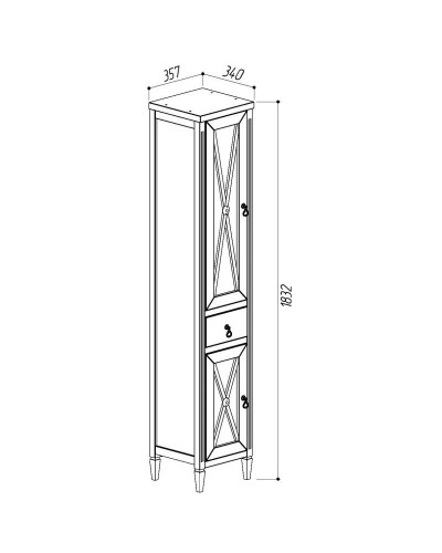 Пенал напольный белый глянец L Belux Рояль П 30-01