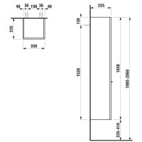 Пенал подвесной белый глянец R Laufen Case 4.0202.2.075.475.1