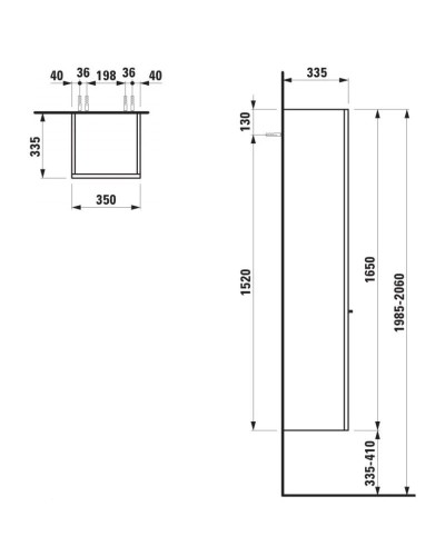 Пенал подвесной белый глянец R Laufen Case 4.0202.2.075.475.1