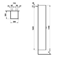 Пенал подвесной темный вяз R/L Laufen Space 4.1090.1.160.103.1