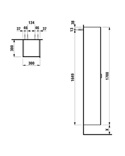 Пенал подвесной темный вяз R/L Laufen Space 4.1090.1.160.103.1