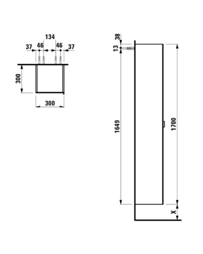 Пенал подвесной светлый орех R/L Laufen Space 4.1090.1.160.101.1