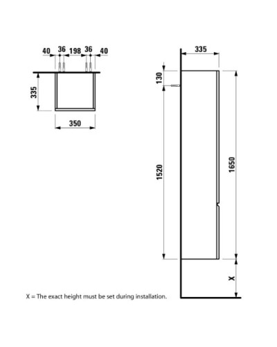 Пенал подвесной белый глянец R Laufen Pro 4.8312.2.095.475.1