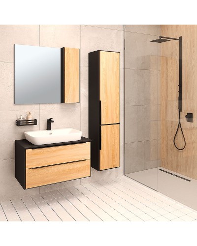 Шкаф пенал Runo Мальта 35 R 00-00001095 подвесной Дуб Черный