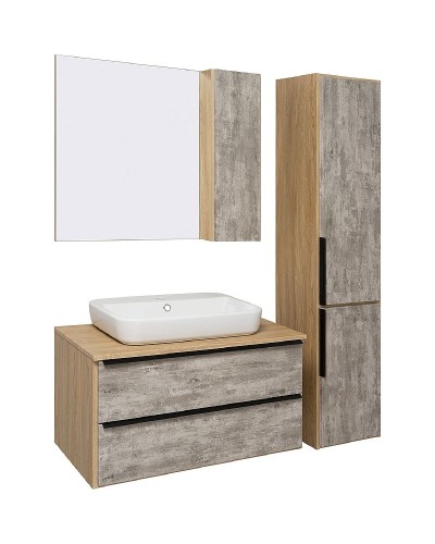 Шкаф пенал Runo Мальта 35 R 00-00001096 подвесной Серый Дуб