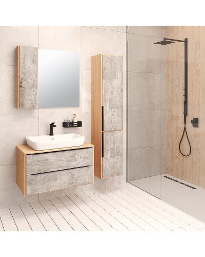 Шкаф пенал Runo Мальта 35 R 00-00001096 подвесной Серый Дуб