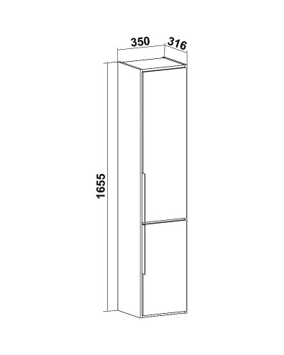 Шкаф пенал Runo Мальта 35 R 00-00001096 подвесной Серый Дуб