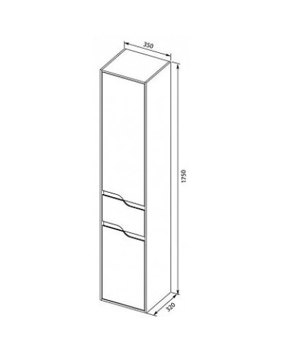 Пенал подвесной белый глянец R Aquanet Модена 00196967