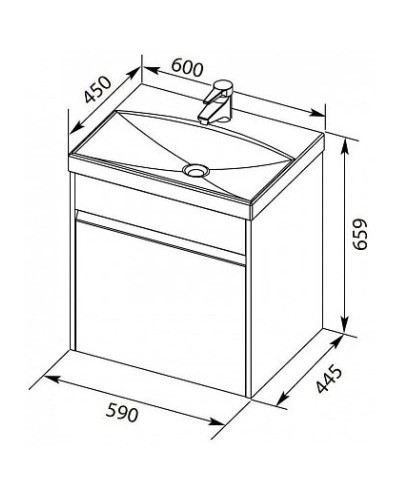 Тумба белый глянец 59 см Aquanet Палермо 00203934