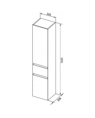Пенал подвесной белый глянец R Aquanet Йорк 00202095