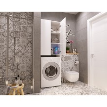 Шкаф пенал 1MarKa Lock 67Н Ц0000012066 над стиральной машиной Белый