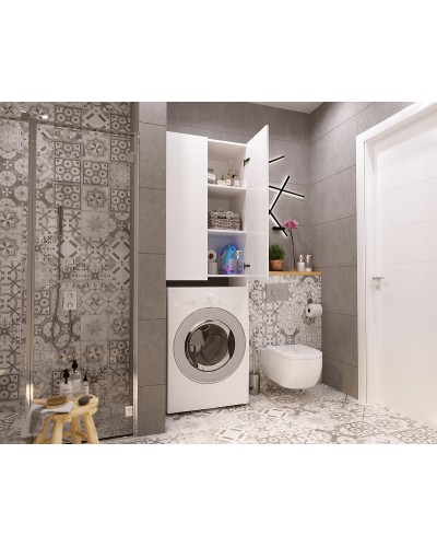 Шкаф пенал 1MarKa Lock 67Н Ц0000012066 над стиральной машиной Белый
